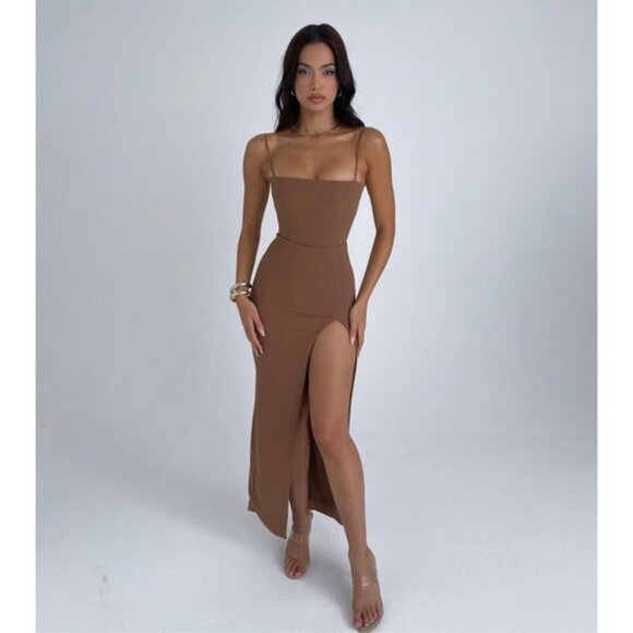 HOUSE OF CB Jaida Dress Toast Corset Maxi Dress M Medium - Picture 7 of 13